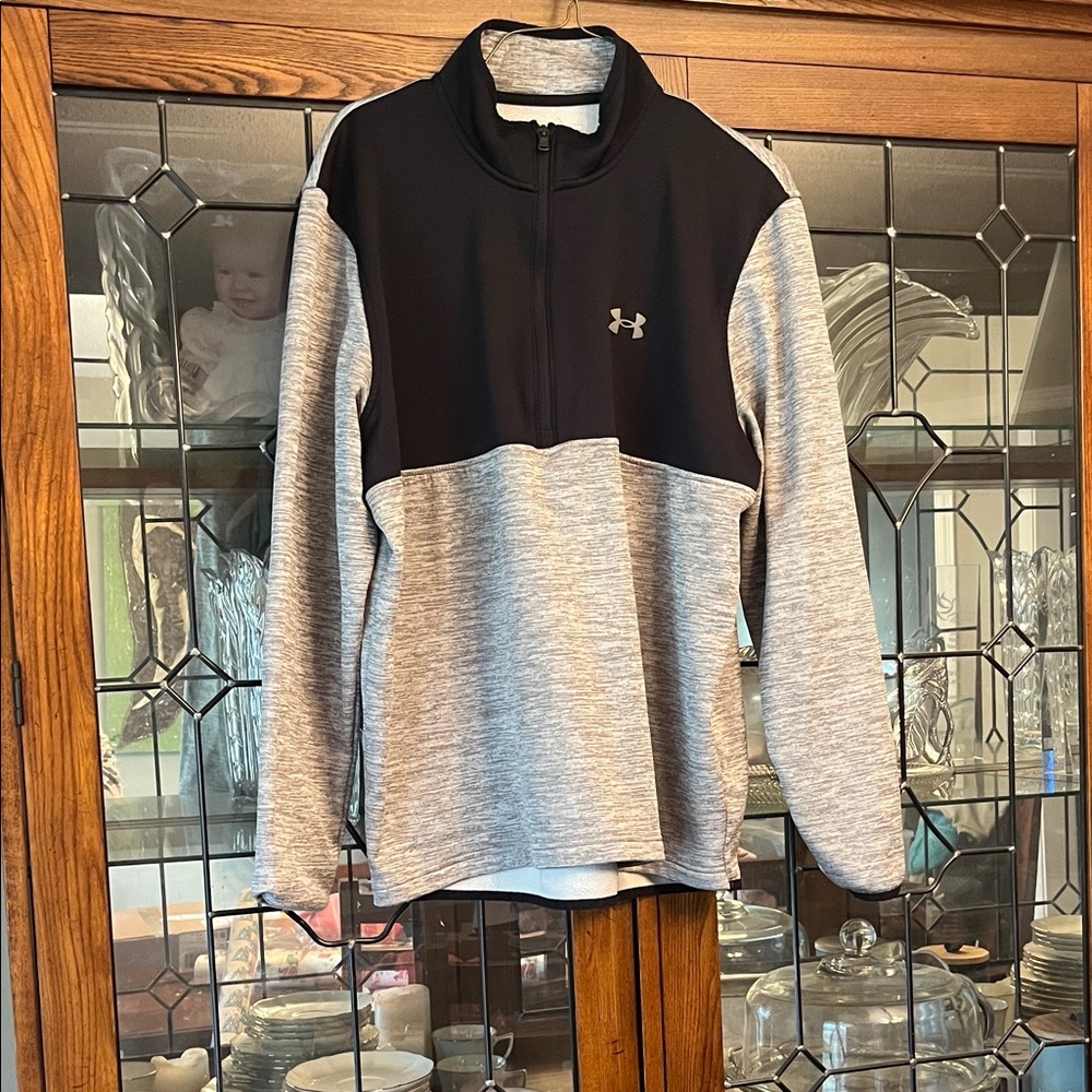 Under Armour Black and Gray Half-Zip Top
